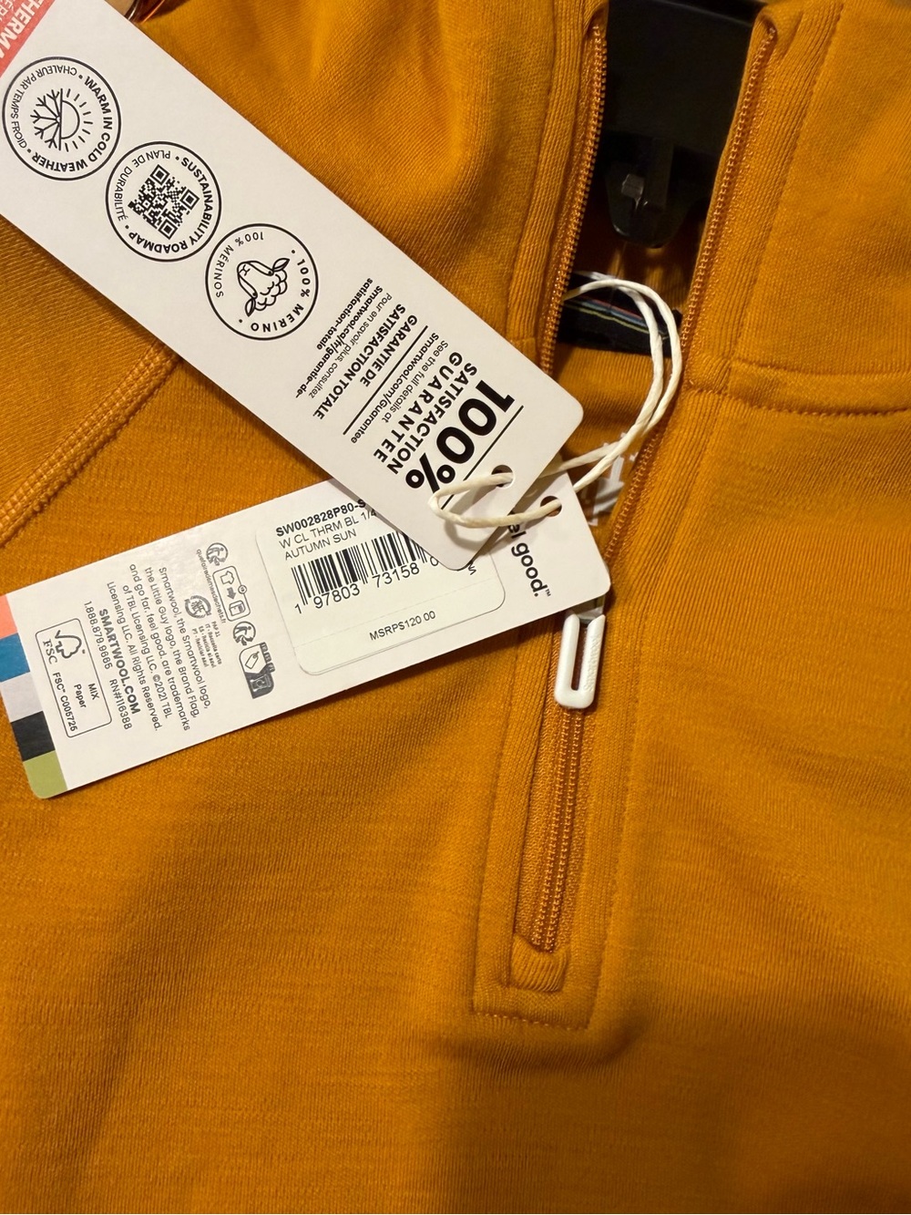 Smartwool Women’s Half-Zip Turtleneck Sweater — Mustard - Picture 9 of 9